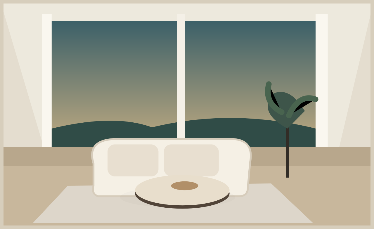 Airy modern living room with beautiful finishes